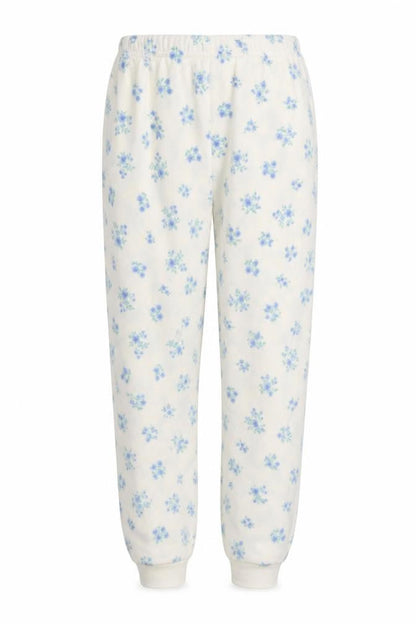 Dunnes Womens White Floral Fleece Pyjama Pants Size 8