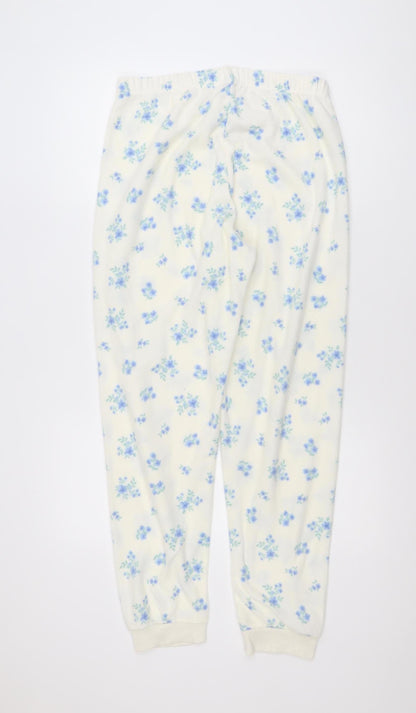 Dunnes Stores Womens White Floral Fleece Pyjama Pants Size 8