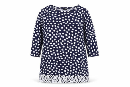 F&F Women’s Blue Polka Dot 3/4 Sleeve Tunic Blouse Size 12