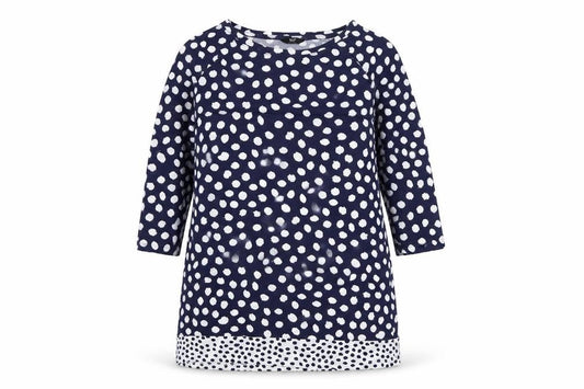 F&F Women’s Blue Polka Dot 3/4 Sleeve Tunic Blouse Size 12