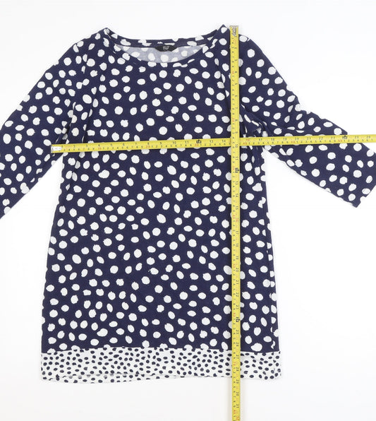 F&F Women’s Blue Polka Dot 3/4 Sleeve Tunic Blouse Size 12