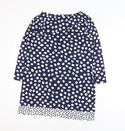 F&F Women’s Blue Polka Dot 3/4 Sleeve Tunic Blouse Size 12