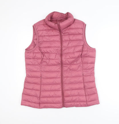Dunnes Stores Women Pink Puffer Waistcoat Size 14 Quilted Gilet