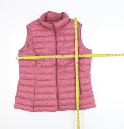 Dunnes Stores Women Pink Puffer Waistcoat Size 14 Quilted Gilet