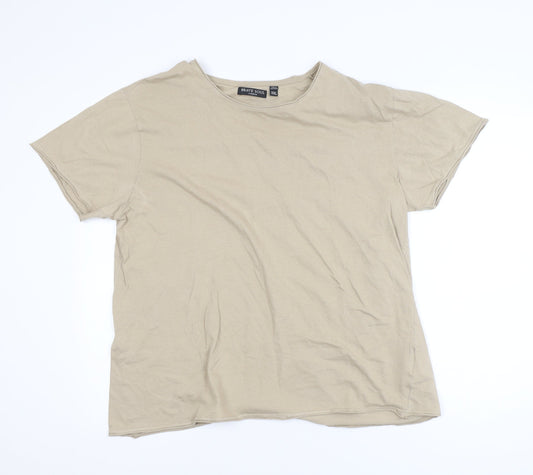 Brave Soul Men’s Beige Crew Neck Cotton Short Sleeve T-Shirt 2XL