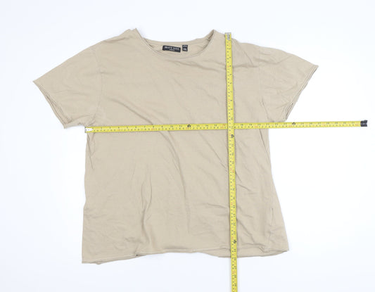 Brave Soul Men’s Beige Crew Neck Cotton Short Sleeve T-Shirt 2XL