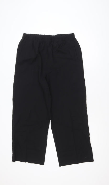 ROSSO 35 Women's Black Wool Cropped Trousers Size 18