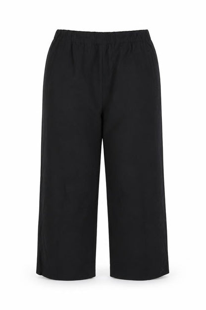 ROSSO 35 Women's Black Wool Cropped Trousers Size 18