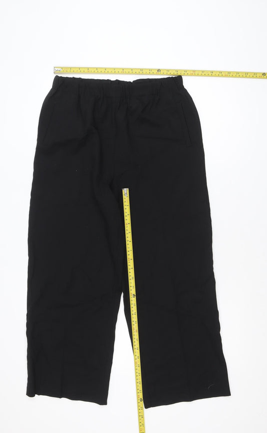 ROSSO 35 Women's Black Wool Cropped Trousers Size 18