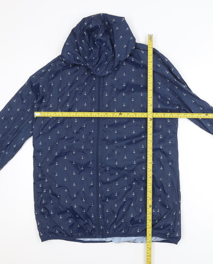 St. Bernard for Dunnes Stores Women's Blue Anchor Print Hooded Rain Jacket Size 14