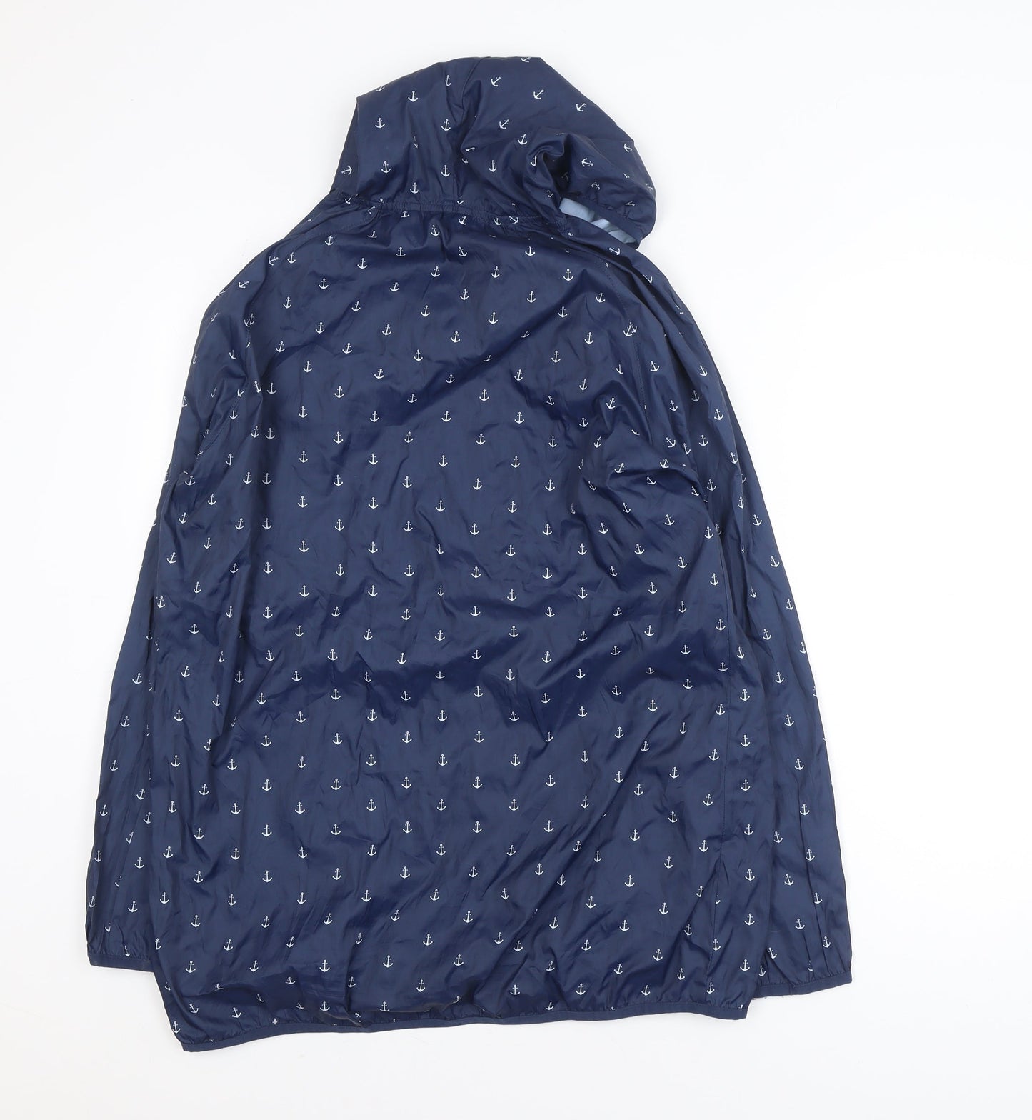 St. Bernard for Dunnes Stores Women's Blue Anchor Print Hooded Rain Jacket Size 14