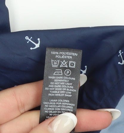 St. Bernard for Dunnes Stores Women's Blue Anchor Print Hooded Rain Jacket Size 14