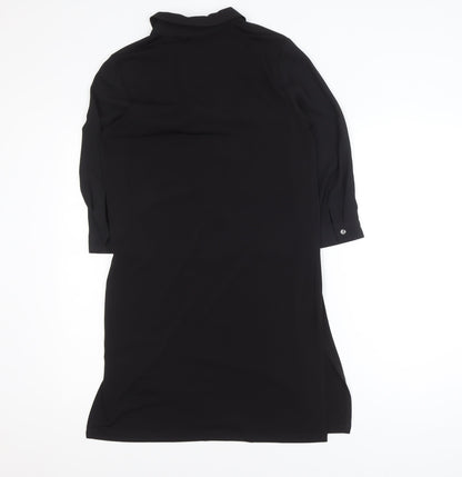 Savida Women's Black Size 8 Collared Shirt Dress