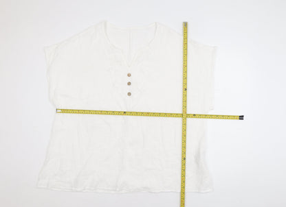 Shein Curve White 5XL Women's Embroidered Cotton Blouse