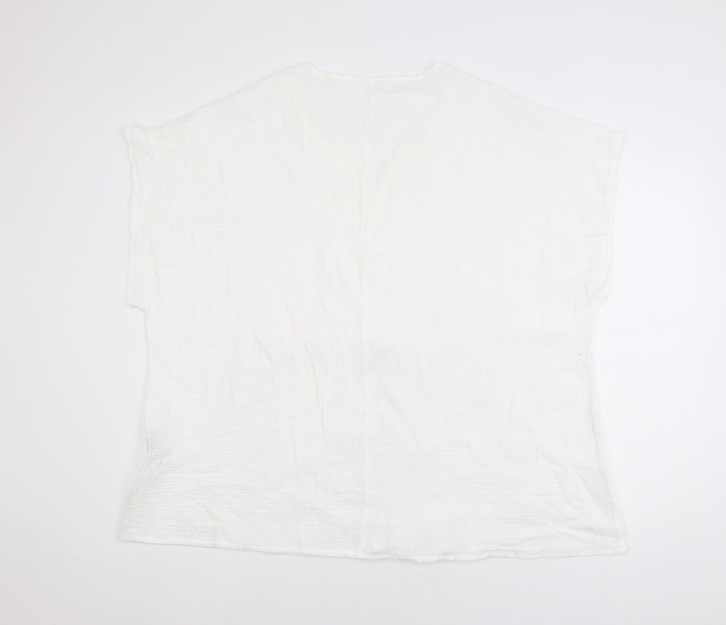 Shein Curve White 5XL Women's Embroidered Cotton Blouse