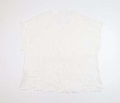 Shein Curve White 5XL Women's Embroidered Cotton Blouse
