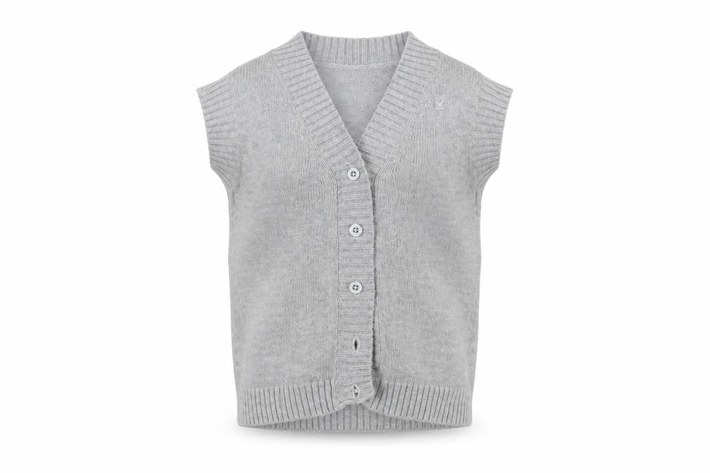 Fin & Vince Girls Grey 8-9 Years Cotton Button Cardigan Vest