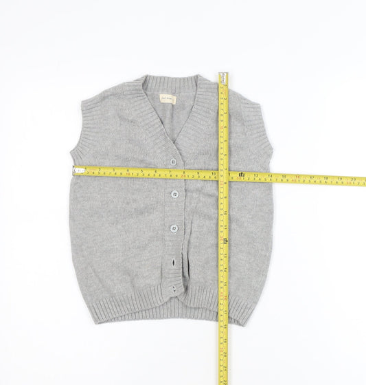 Fin & Vince Girls Grey 8-9 Years Cotton Button Cardigan Vest