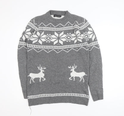 TAONIUCHAOPIN Men's Grey XL Fair Isle Christmas Pullover Jumper
