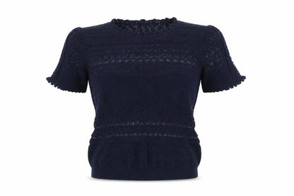 Gallery Women's Blue Short Sleeve Knit Blouse Size L