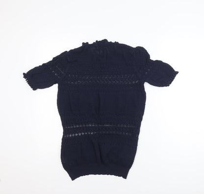 Gallery Women's Blue Short Sleeve Knit Blouse Size L