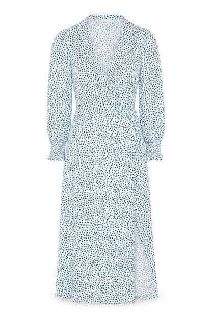 Oasis Women’s Blue Animal Print Midi Wrap Dress XS