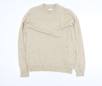 Farah Women Beige Lambswool Crew Neck Pullover Jumper L