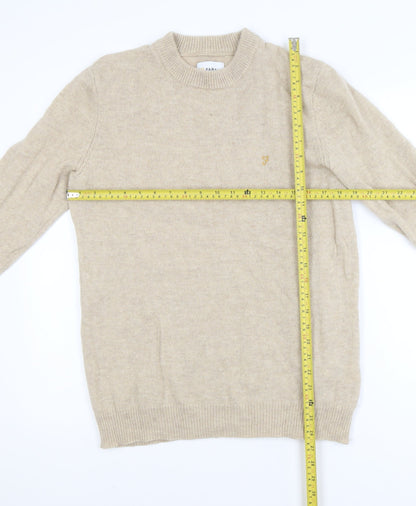 Farah Women Beige Lambswool Crew Neck Pullover Jumper L