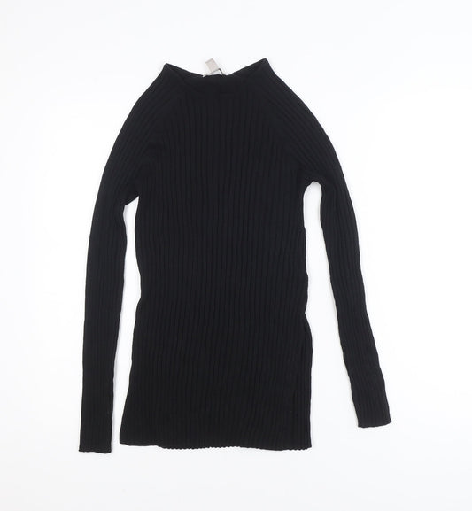 H&M Women's Black Slim Fit Ribbed Long Sleeve Knit Top Size M