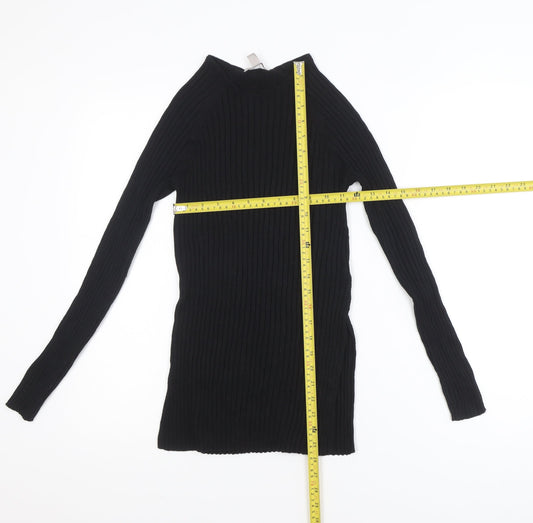 H&M Women's Black Slim Fit Ribbed Long Sleeve Knit Top Size M