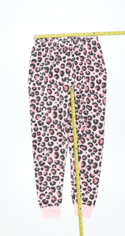 Dunnes Stores Women Pink Leopard Fleece Pyjama Pants Size 8