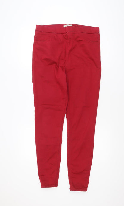 Marks and Spencer Women's Red Cotton Blend Jeggings Size 14