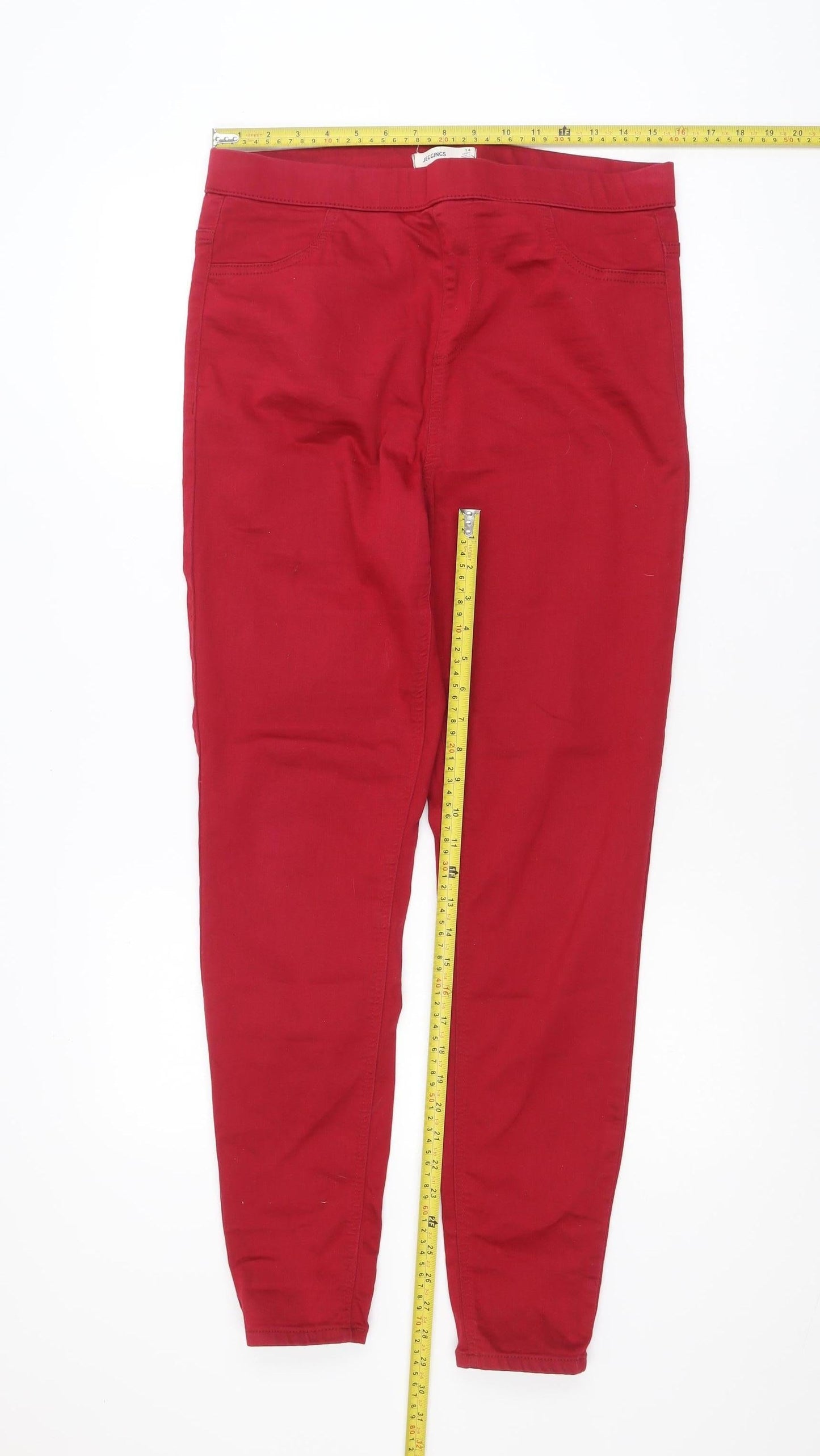 Marks and Spencer Women's Red Cotton Blend Jeggings Size 14