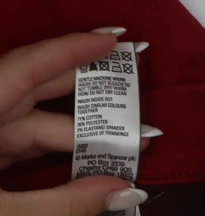 Marks and Spencer Women's Red Cotton Blend Jeggings Size 14