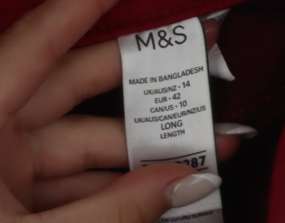 Marks and Spencer Women's Red Cotton Blend Jeggings Size 14