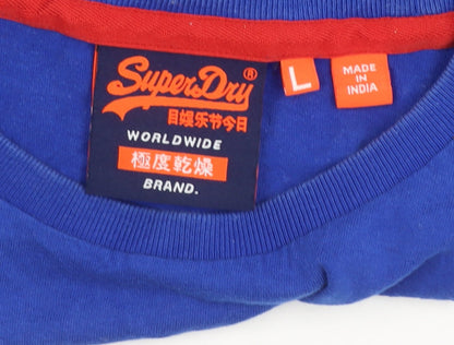 Superdry Men’s Blue Cotton Crew Neck Short Sleeve T-Shirt Size L