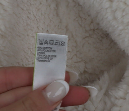 Marks and Spencer Womens Ivory Size 12 Lined Fleece Coatigan