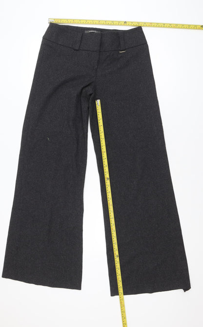 River Island Womens Grey Wide-Leg Trousers Size 10L Tall Workwear