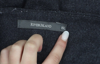 River Island Womens Grey Wide-Leg Trousers Size 10L Tall Workwear