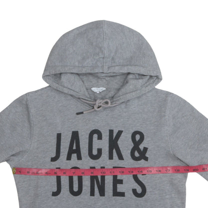 Jack & Jones Men’s Grey Pullover Hoodie S Logo Core Sweatshirt