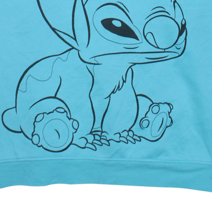 Disney Women Blue Stitch Crew Neck Pullover Sweatshirt XL