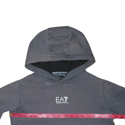 Emporio Armani EA7 Boys Grey Pullover Hoodie 14 Years Cotton Blend Logo Style