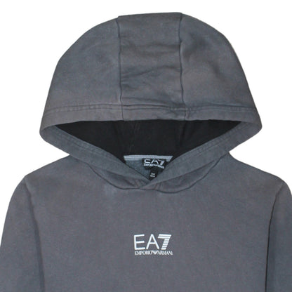Emporio Armani EA7 Boys Grey Pullover Hoodie 14 Years Cotton Blend Logo Style