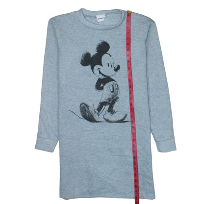 Disney Women Grey Size 12 Mickey Mouse Long Sleeve T-Shirt Dress