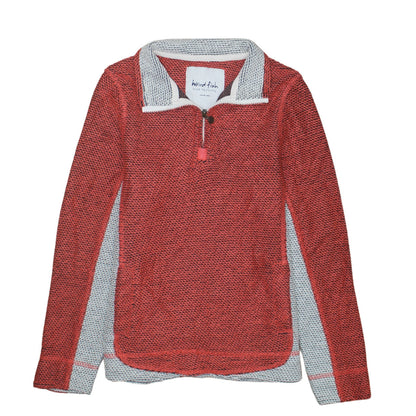 Weird Fish Womens Red Grey 1/4 Zip Pullover Sweatshirt Size 10
