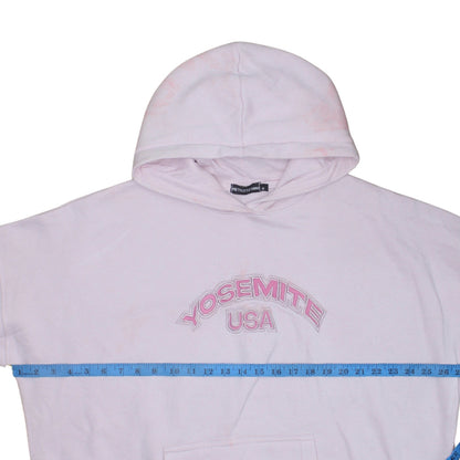 PrettyLittleThing Women Pink Yosemite USA Hooded Pullover Sweatshirt M
