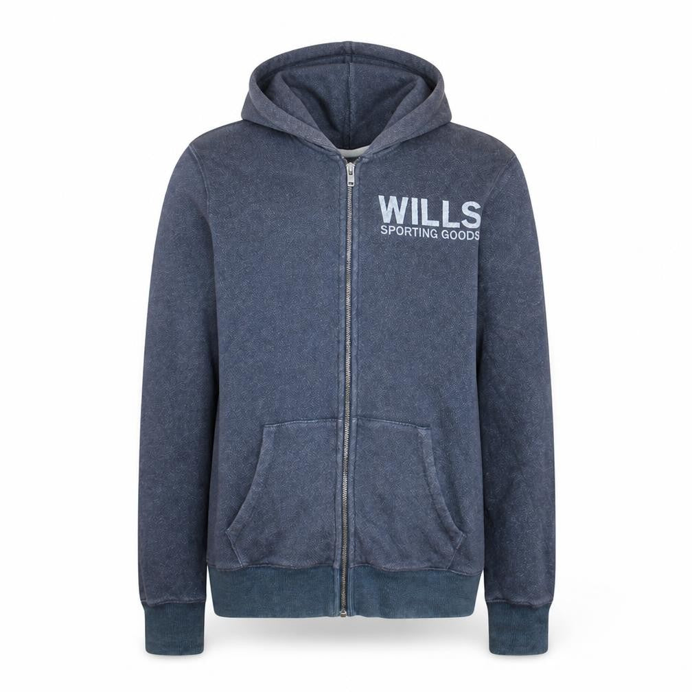 Jack Wills Men's Blue Full Zip Hoodie Size M Graphic Print