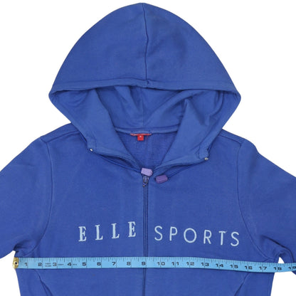 ELLE Sports Women Blue Full Zip Hoodie Medium Cotton Blend