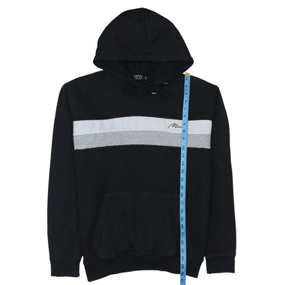 boohooMAN Men's Black Small Pullover Hoodie with Logo