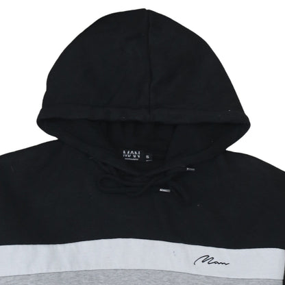 boohooMAN Men's Black Small Pullover Hoodie with Logo